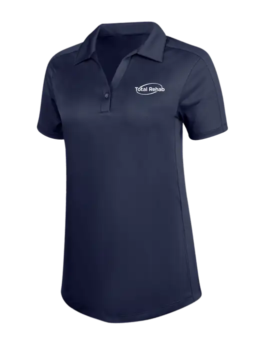 Womens Dark Navy Diamond Jacquard Polo w/Total Rehab Logo