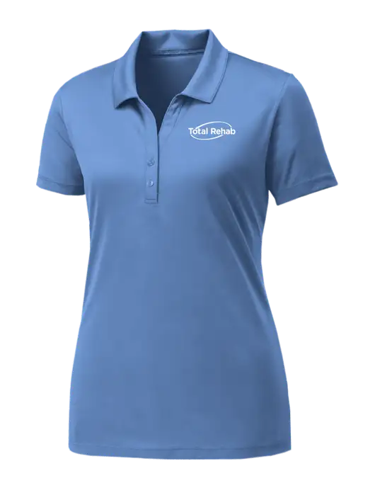 Womens Carolina Blue PosiCharge Competitor Polo w/Total Rehab Logo