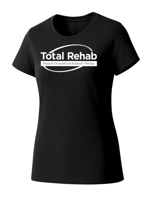Womens Seriously Soft Black T-Shirt w/Total Rehab Logo