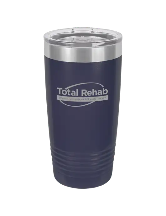 Polar Camel 20 oz Powder Coated Navy Vacuum Insulated Tumbler w/Total Rehab Logo