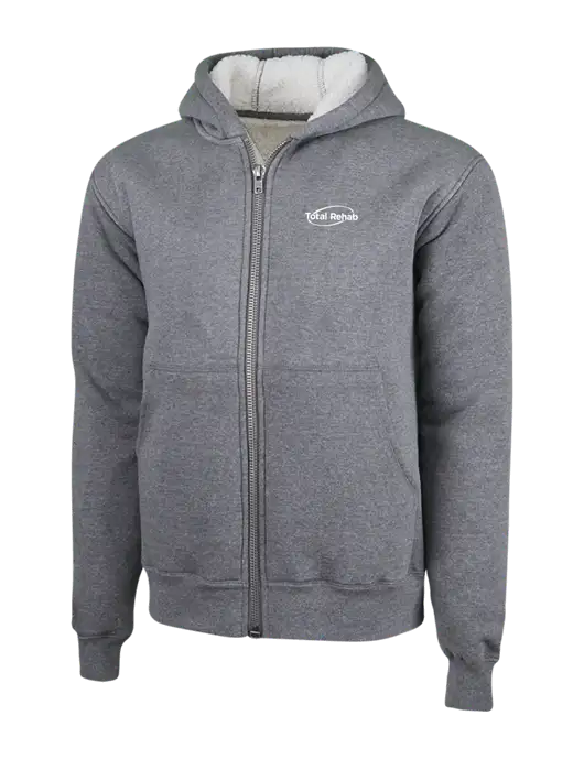 Cornerstone Grey Heather Heavyweight Sherpa Lined Hooded Fleece Jacket w/Total Rehab Logo