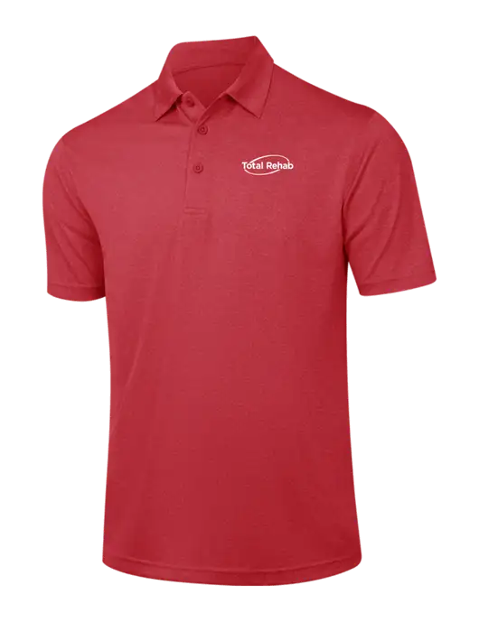 Red Heather Contender Polo w/Total Rehab Logo