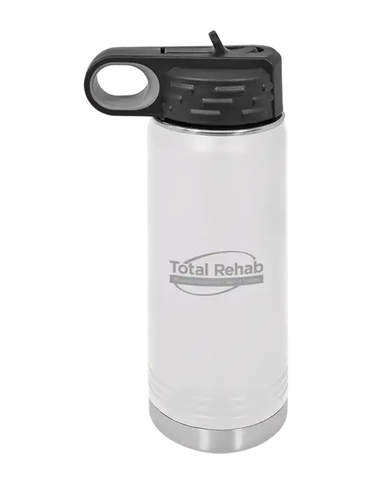 Polar Camel 20 oz Powder Coated White Vacuum Insulated Water Bottle w/Total Rehab Logo