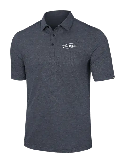 TravisMathew Dark Grey Slate Heather Sunnyvale Polo w/Total Rehab Logo