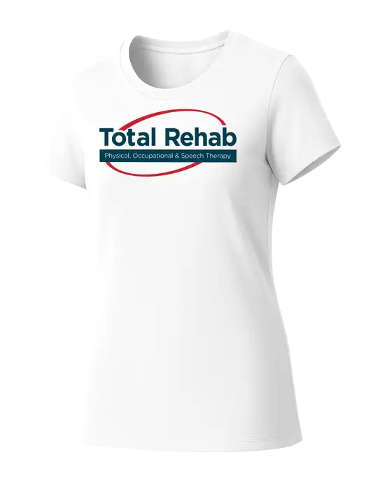 Womens Seriously Soft White T-Shirt w/Total Rehab Logo