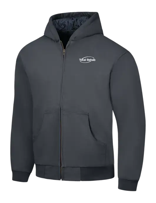 CornerStone Charcoal Duck Cloth Hooded Work Jacket w/Total Rehab Logo