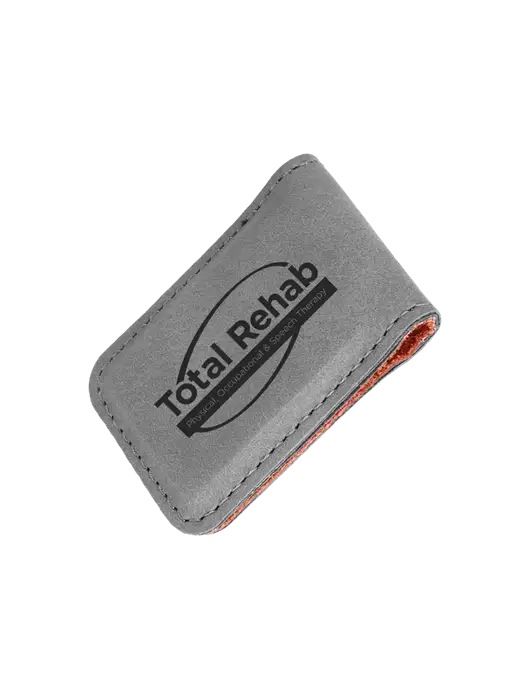 Gray Leatherette Money Clip w/Total Rehab Logo