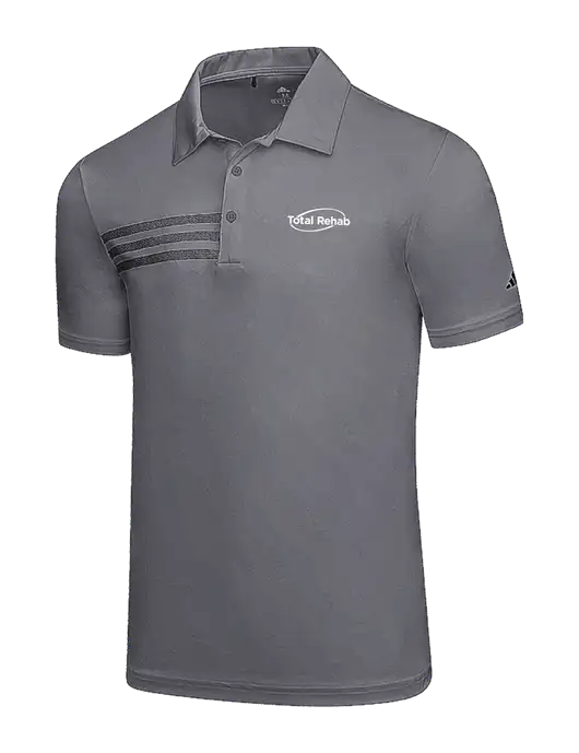 Adidas Medium Grey 3 Stripes Chest Polo w/Total Rehab Logo