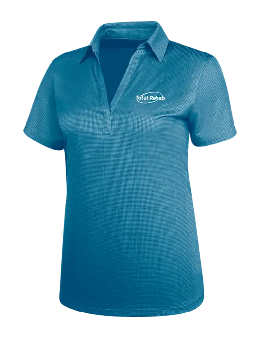 Carolina Blue Womens Performance Fine Jacquard Polo w/Total Rehab Logo