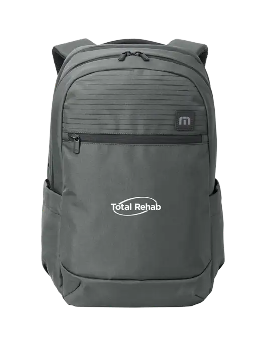 TravisMathew Dark Medium Grey Approach Backpack w/Total Rehab Logo