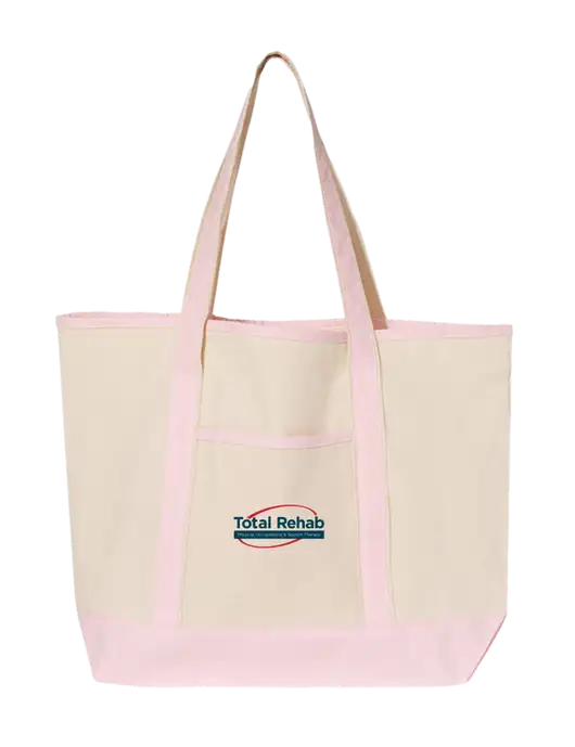 Natural/Light Pink Large Canvas Deluxe Tote w/Total Rehab Logo