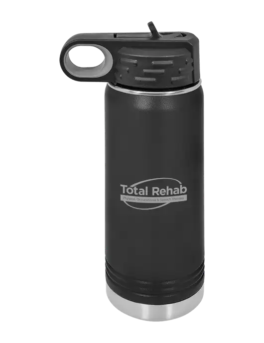 Polar Camel 20 oz Powder Coated Black Vacuum Insulated Water Bottle w/Total Rehab Logo