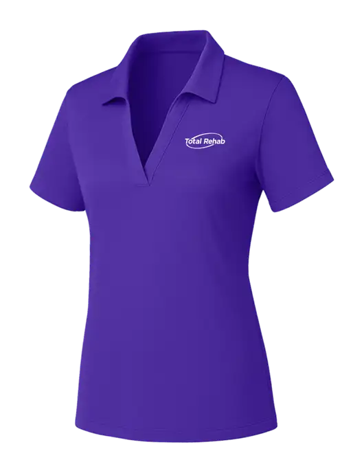 Womens Purple PosiCharge RacerMesh Polo w/Total Rehab Logo