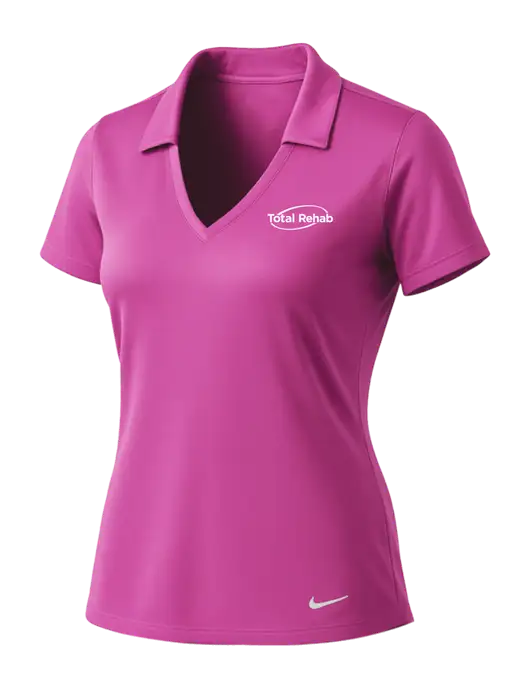 NIKE Pink Fire Womens Dri-Fit Vertical Mesh Polo w/Total Rehab Logo