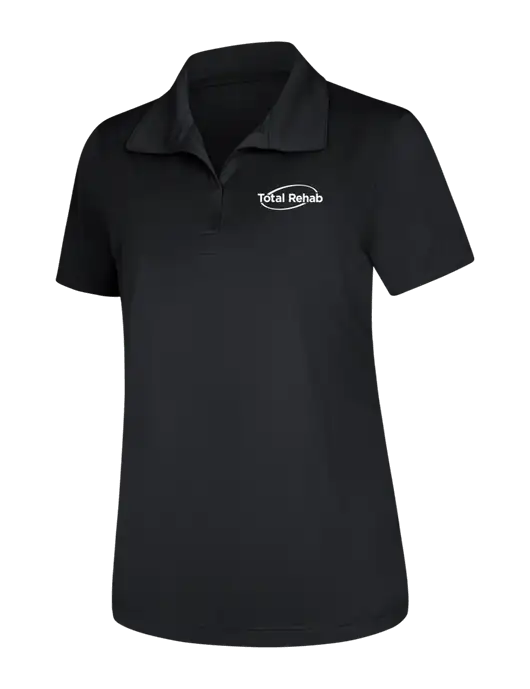 Womens Black Micropique Sport-Wick Polo w/Total Rehab Logo