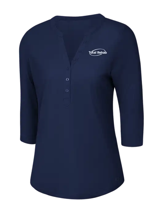 OGIO Navy Jewel Henley w/Total Rehab Logo