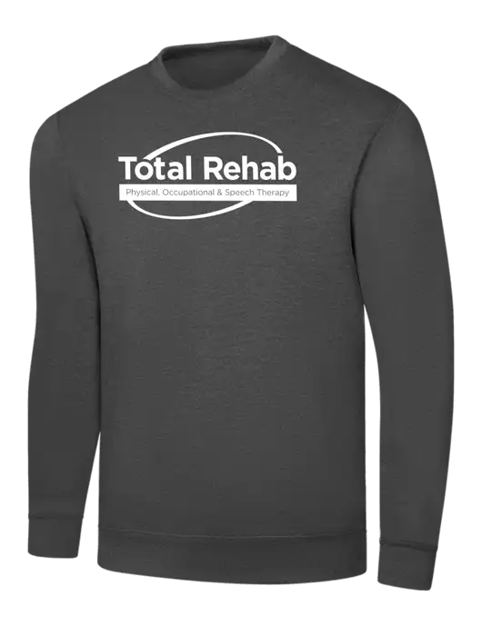 Charcoal 7.8 oz Ring Spun Crew Sweatshirt w/Total Rehab Logo