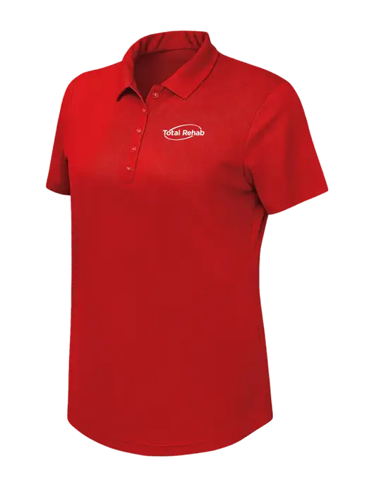 Callaway Womens Birdseye Red Polo w/Total Rehab Logo