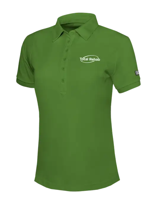 OGIO Womens Dark Kelly Green Jewel Polo w/Total Rehab Logo