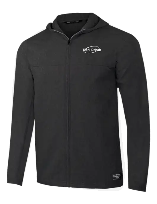 TravisMathew Dark Heather Grey Balboa Hooded Full-Zip Jacket w/Total Rehab Logo