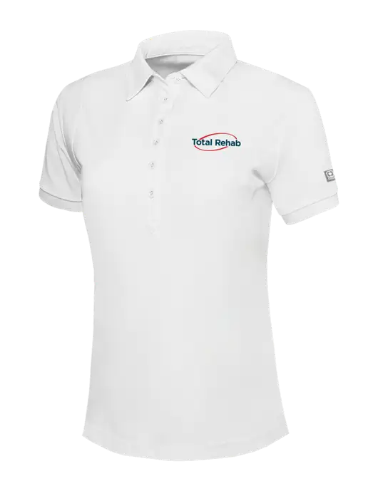OGIO Womens Bright White Jewel Polo w/Total Rehab Logo