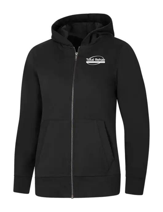 Womens Black Re-Fleece Full-Zip Hoodie w/Total Rehab Logo
