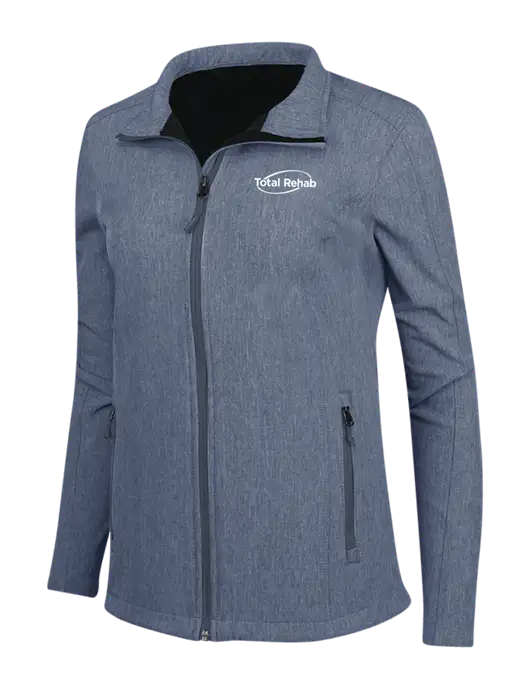 Navy Heather Womens Core Soft Shell Jacket w/Total Rehab Logo