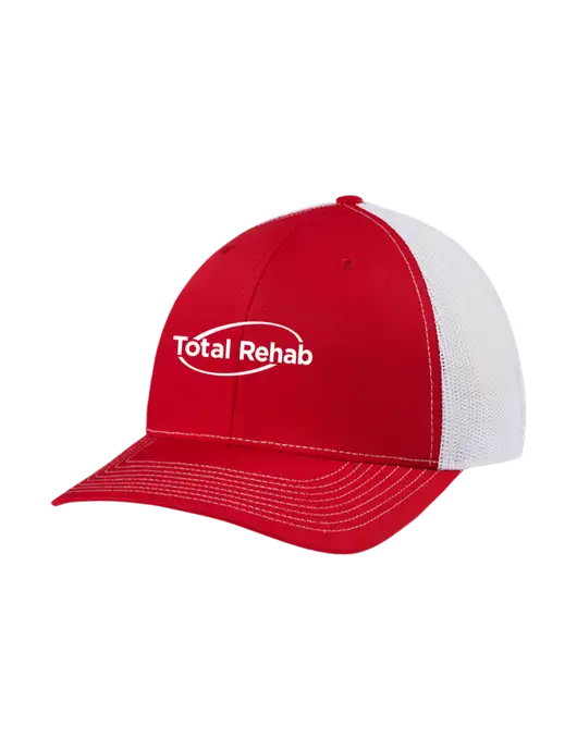 Richardson Adjustable Snapback Original 112 Trucker Cap Red w/White Mesh w/Total Rehab Logo