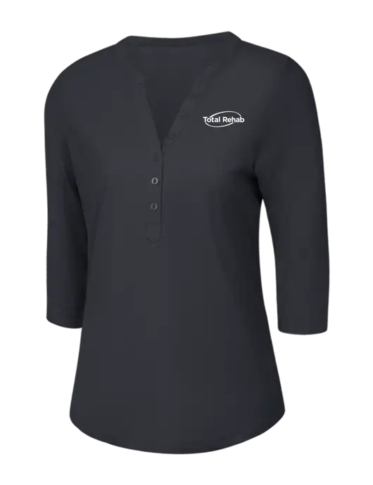 OGIO Charcoal Grey Jewel Henley w/Total Rehab Logo