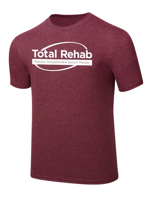 Simply Soft Maroon Frost 4.5oz  Poly/Combed Ring Spun Cotton T-Shirt w/Total Rehab Logo