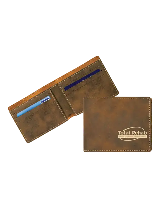 Rustic Leatherette Bifold Wallet w/Total Rehab Logo