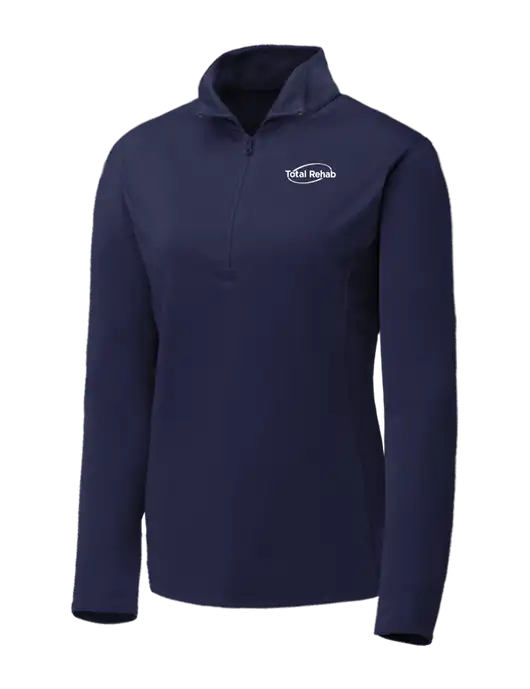 Navy Womens Posicharge Competitor ¼ Zip Pullover w/Total Rehab Logo
