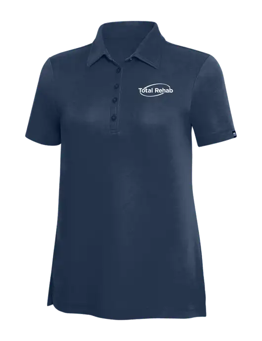 TravisMathew Navy Solid Womens Oceanside Polo w/Total Rehab Logo