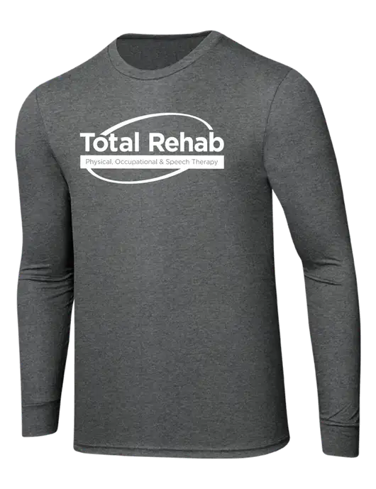 Simply Soft Long Sleeve Medium Grey Frost 4.5 oz, Poly/Combed Ring Spun Cotton T-Shirt w/Total Rehab Logo