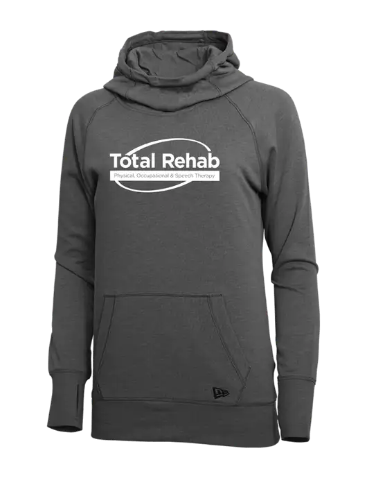 New Era Black Heather Womens Tri-Blend Fleece Pullover Hoodie w/Total Rehab Logo