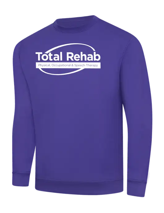 Purple 9 oz 50/50 Cotton/Poly Crew Sweatshirt w/Total Rehab Logo