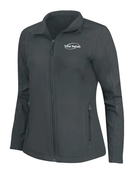 Charcoal Grey Womens Core Soft Shell Jacket w/Total Rehab Logo