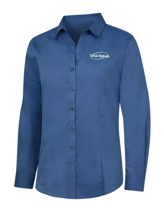 Light Navy Womens Crosshatch Easy Care Shirt w/Total Rehab Logo