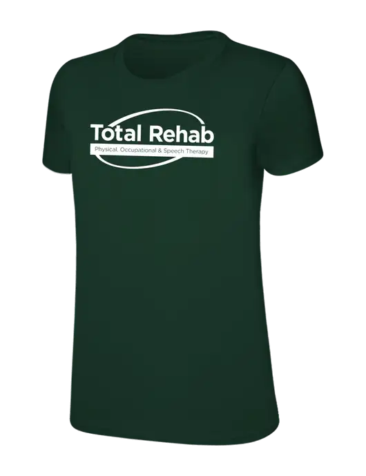 Womens Ring Spun Forest Green 4.5 oz T-Shirt w/Total Rehab Logo