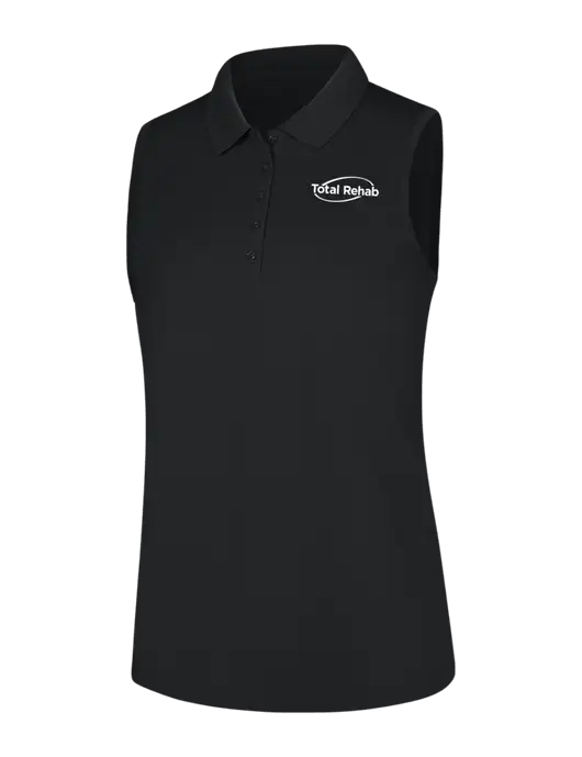 Womens Black Dry Zone UV Micro-Mesh Sleeveless Polo w/Total Rehab Logo