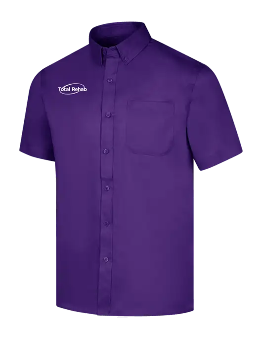 Short Sleeve Purple Superpro React Twill Shirt w/Total Rehab Logo