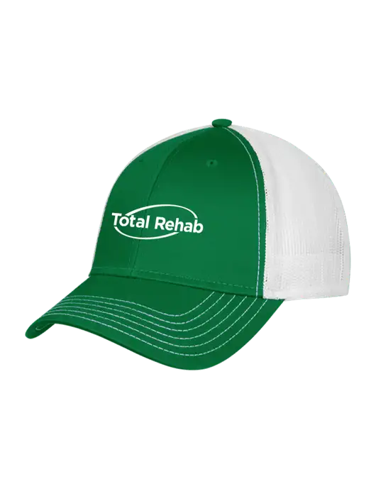 Kelly & White Mesh Trucker Cap Snap Back w/Total Rehab Logo