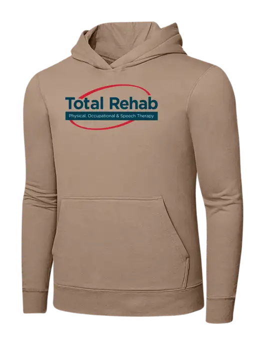 Sand 7.8. oz Ring Spun Hooded Sweatshirt w/Total Rehab Logo