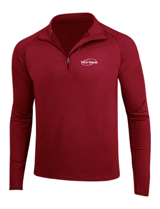 Red Sport Wick Stretch 1/4 Zip Pullover w/Total Rehab Logo