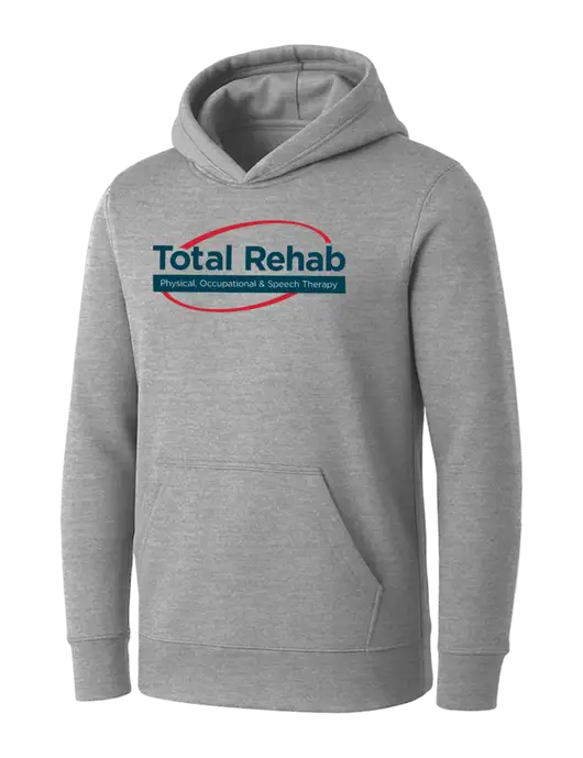 Womens Light Grey Heather Core Fleece Pullover Hooded Sweatshirt w/Total Rehab Logo