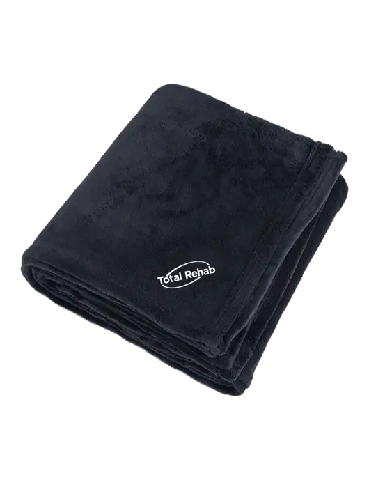 Oversized Deep Black Ultra Plush Blanket w/Total Rehab Logo