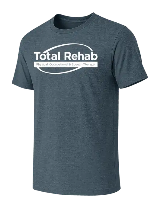 BELLA+CANVAS Heather Slate Blue CVC Short Sleeve Tee w/Total Rehab Logo