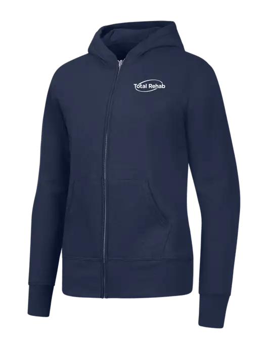Navy Womens Core Fleece Full-Zip Hooded Sweatshirt w/Total Rehab Logo