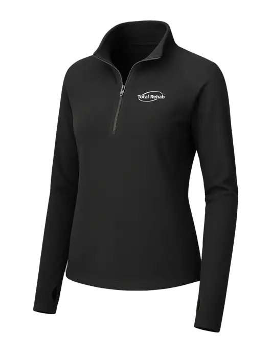 Womens Black Microfleece 1/2 Zip Pullover w/Total Rehab Logo