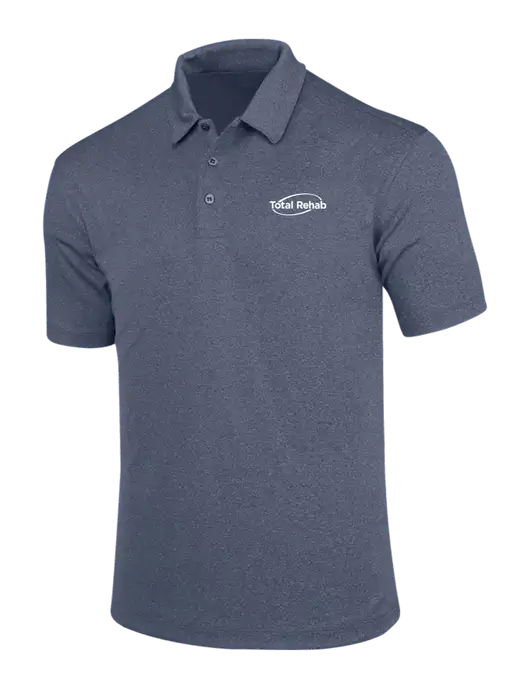True Navy Trace Heather Polo w/Total Rehab Logo